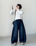 Label Snap Balloon Denim Pants