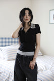 Heli color matching collar short sleeve tee
