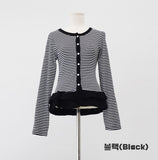 Bombom Frill Stripe Cardigan