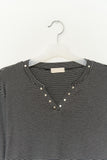 Neck Stud Striped Longsleeve