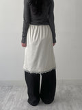 Lace Satin Midi Skirt