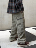 Diagonal Zipper Nylon Cargo Pants