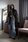 Glossy Cracked Leather Jacket