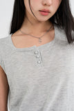 Silk button sleeveless knit top