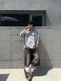 Brown Brush Washed Bermuda Denim