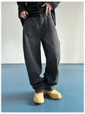 Kale Salt Washing Brushed Balloon Denim Pants