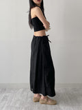 Pocket nylon long skirt