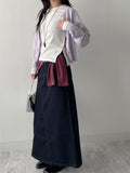 522 A-line denim long skirt