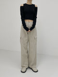 Cargo Cotton Wide Denim Pants