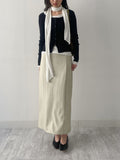 [Muffler set] Pleats U-neck Long Sleeve T-shirt