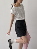 Banding Crop Short Sleeve Blouse