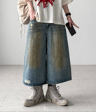 Grease Damage Bermuda Denim