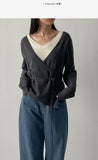 Duin V-Neck Layered Wrap Knit