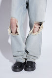 destroyed washing jeans