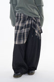 Checker drape layered pants