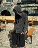 Here washing hood knit zip-up