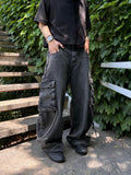 Bemiti wide black strap denim pants