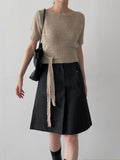[Scarf Set] Tail Boat Neck Half Knit