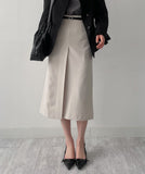 [Belt set] Bella pleated A-line long skirt