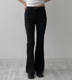 Basic cotton semi-bootcut pants