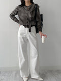 Curved Semi-Wide Cotton Pants