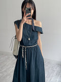 Cliff Unbalanced Denim Long One Piece