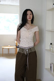 Two-tone button maxi cotton pants