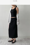 [SET] Pleated Sleeveless Skirt Two-Piece Set