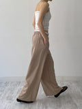 Color Matching Stripe Banding Wide Pants