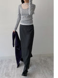 Mono Deep U-neck See-through T-shirt