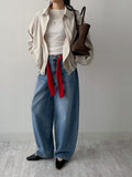 202 Back Pocket Balloon Fit Wide Denim Pants