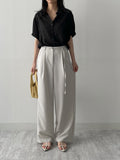 Hugo Belted One-Tuck Wide Slacks