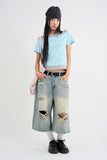 Layered off-shoulder T-shirt