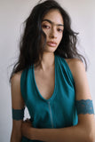 OPEN-BACK DRAPED HALTER TOP