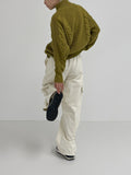 Cable wool two-way zip-up cardigan