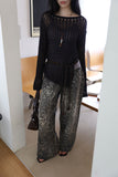 Slit Summer Boat Neck Knit