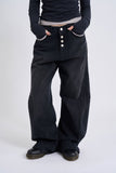 Button-fly wide denim pants
