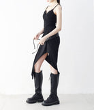 Er unbalanced shirring string skirt