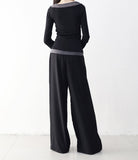 Rich two-pin tuck wide slacks