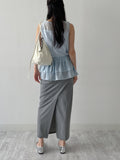 Striped Banding H-Line Long Skirt