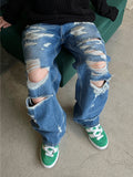 Destroyed washing latex denim