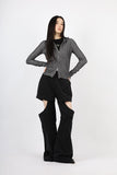 Two-tone high neck two-way zip-up