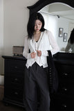 Black check adjust pants
