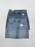 340 Curved Mini Denim Skirt