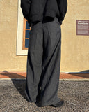 Striped wool wide slacks