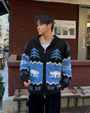 Winter wool knit zip-up