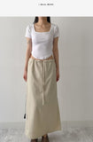 Marine Square Neck Crop Short Sleeve T-shirt