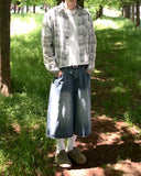 [Linen] Fortune Crop Check Shirt