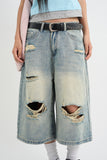 Distressed Bermuda Denim Pants