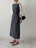 Joanne Nylon Sleeveless Wrap One Piece Long